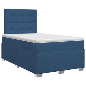 vidaXL Boxspringbett mit Matratze mit Kopfteil Blau 120 x 190 cm Stoff