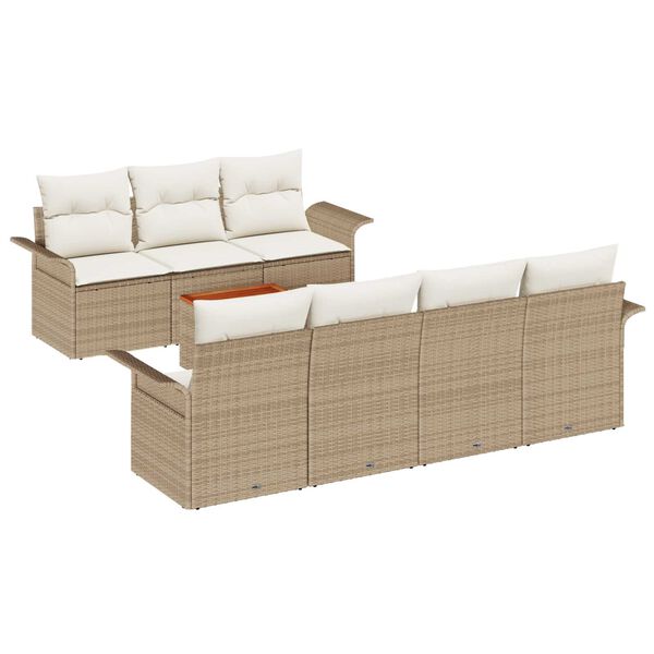 vidaXL Gartensofa-set mit Kissen 8 pcs Beige Poly-Rattan
