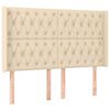 vidaXL Boxspringbett mit Matratze & LED Creme 140x190 cm Stoff