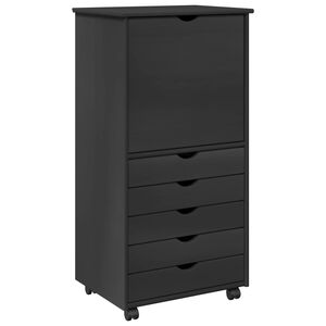 vidaXL Rollschrank MOSS 53 x 39 x 103 cm Massivholz Kiefer Grau
