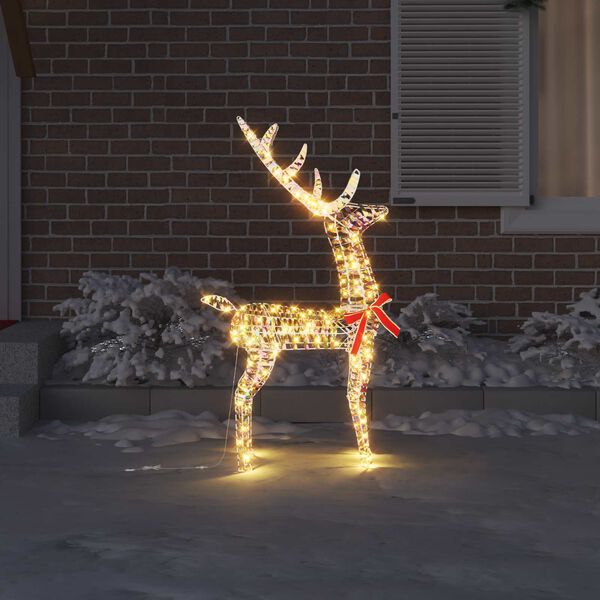 vidaXL 3D Rentier mit 140 LEDs Warmwei&szlig; 128 cm PET