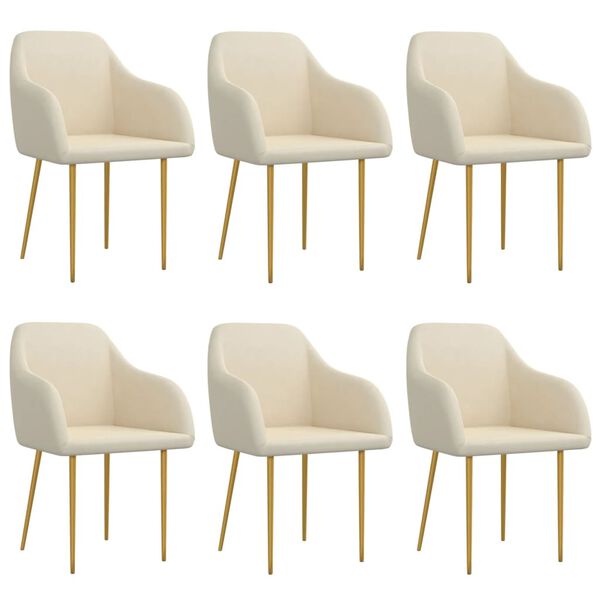 vidaXL Esszimmerst&uuml;hle 6 Stk. Creme Samt