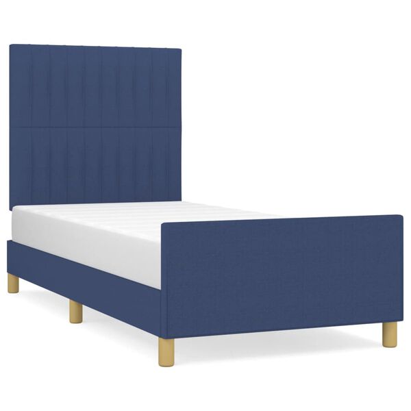vidaXL Bettgestell ohne Matratze Blau 90x200 cm Stoff