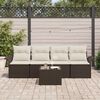 vidaXL Sofa Set mit Kissen 5 pcs Braun Poly-Rattan
