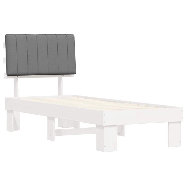 vidaXL Bettgestell mit gepolstertem Kopfteil Hellgrau 80 x 200 cm