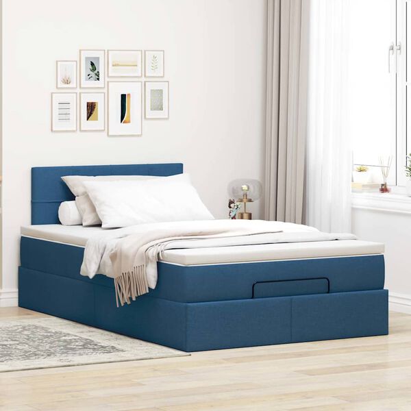 vidaXL Ottoman-Bett mit Matratze Blau 120x200 cm Stoff