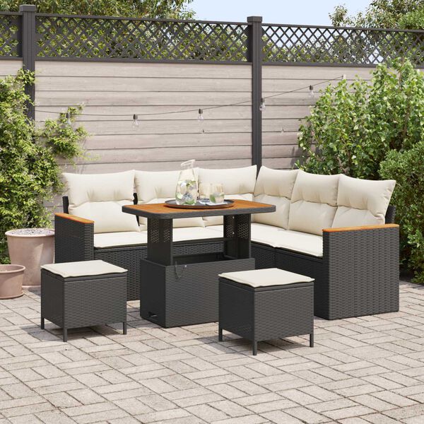 vidaXL Gartensofa-set 8 pcs Schwarz Poly-Rattan