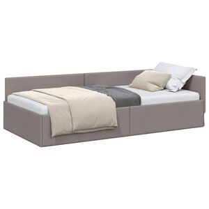vidaXL Eckbettgestell mit Kopfteil Taupe 90 cm x 190 cm Stoff