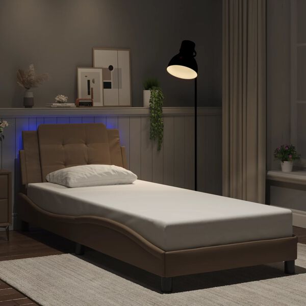 vidaXL Bettgestell mit LED ohne Matratze "Zadar" Cappuccino-Braun 100x200 cm