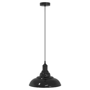 vidaXL Pendelleuchte H&ouml;henverstellbar E27 Schwarz Gl&auml;nzend &Oslash; 31 cm