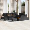 vidaXL Garten-Sofa-Set mit Kissen mit Speicher Schwarz Poly Rattan