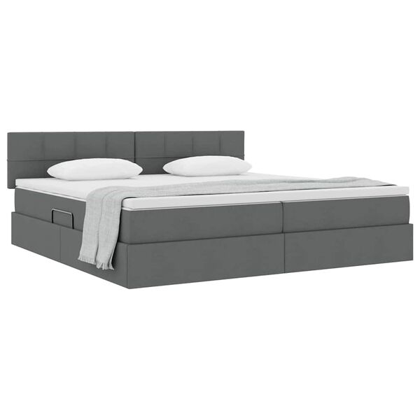 vidaXL Aufbewahrungsbett mit Matratze Dunkelgrau 200 x 200 cm