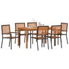 vidaXL Garten Essgruppe 7 pcs Schwarz Massivholz Akazie
