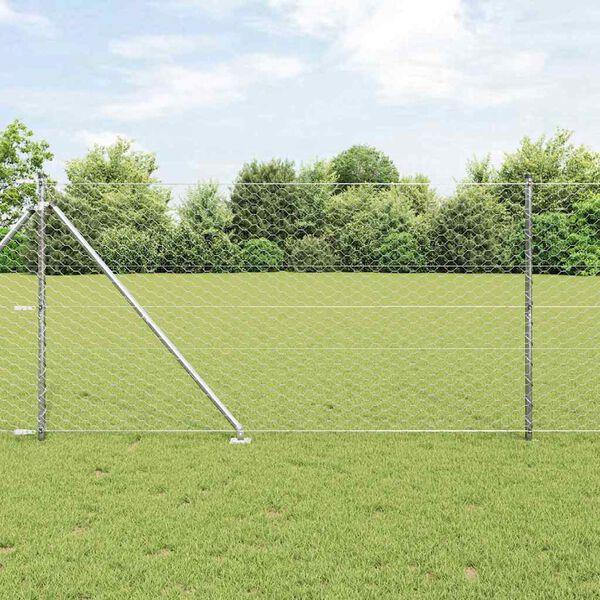 vidaXL Zaunpfosten Silber 25 x 1,4 m (50 mm Mesh) Stahl