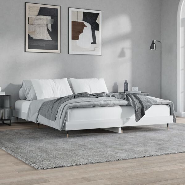 vidaXL Bettgestell Hochglanz-Wei&szlig; 180x200 cm Holzwerkstoff