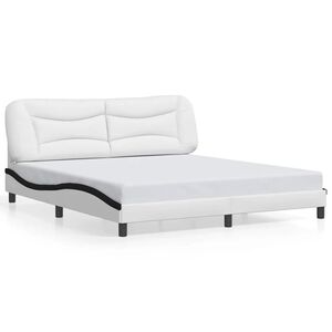 vidaXL Bettgestell ohne Matratze "Hvar" Wei&szlig; und Schwarz 180x200 cm Kunstleder
