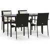 vidaXL 5-tlg. Garten-Essgruppe mit Kissen Schwarz Poly Rattan