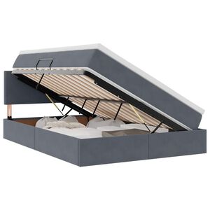 vidaXL LED-Speicherbett mit Matratze Dunkelgrau 140 x 200 cm Samt