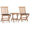 vidaXL 3-tlg. Garten-Essgruppe mit Kissen Klappbar Massivholz Teak