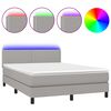 vidaXL Boxspringbett mit Matratze & LED Hellgrau 140x200 cm Stoff