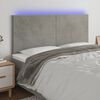 vidaXL LED Kopfteil Hellgrau 180x5x118/128 cm Samt