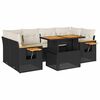 vidaXL 7-tlg. Garten-Sofagarnitur mit Kissen Schwarz Poly Rattan