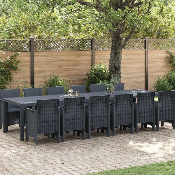 vidaXL Garten Essgruppe 13 pcs Anthrazit Polt Rattan