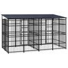 vidaXL Outdoor-Hundezwinger mit Dach Stahl 7,37 m&sup2;