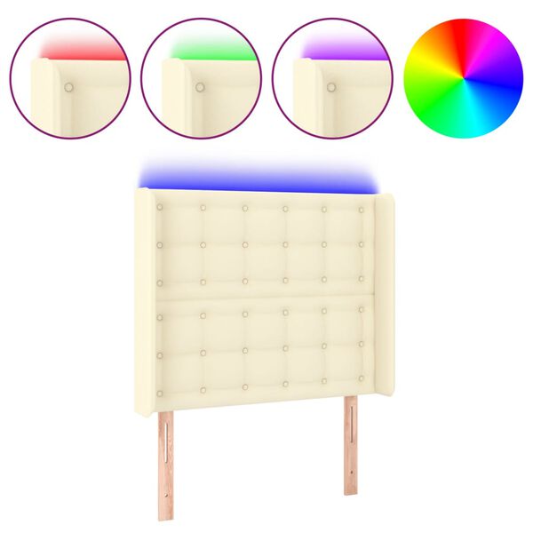 vidaXL LED Kopfteil Creme 83x16x118/128 cm Kunstleder