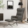 vidaXL Relaxsessel mit Hocker Grau Echtleder & Kunstleder