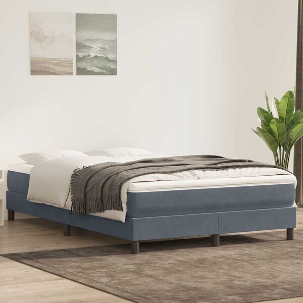 vidaXL Boxspringbett ohne Matratze Dunkelgrau 140x210 cm Samt