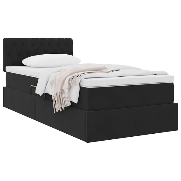 vidaXL Aufbewahrungsbett mit Matratze Schwarz 90 x 190 cm Samt