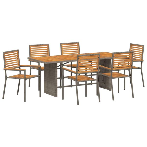 vidaXL Garten Essgruppe 7 pcs Grau und Braun Poly-Rattan