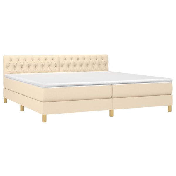 vidaXL Boxspringbett mit Matratze Creme 200x200 cm Stoff