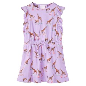 Kinderkleid mit R&uuml;schen&auml;rmeln und Taillenband Lila 104