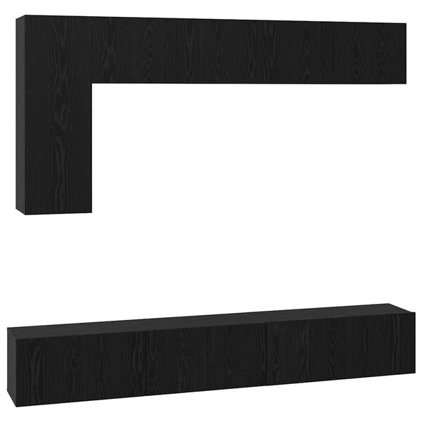 vidaXL TV-Schrankset 6 pcs Schwarz Eichen-Optik Holzwerkstoff