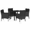 vidaXL Garten Essgruppe mit Kissen 5 pcs Schwarz Poly-Rattan