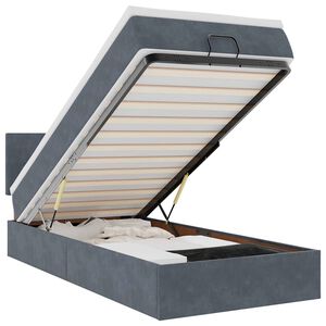 vidaXL Ottoman-Bett mit Matratze & LEDs Dunkelgrau 90x190 cm Samt