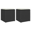 vidaXL Gartenhocker mit Kissen 2 Stk. Schwarz 40x40x43 cm Poly Rattan