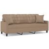 vidaXL 3-Sitzer-Sofa mit Zierkissen Cappuccino-Braun 180 cm Kunstleder