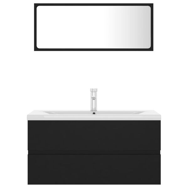 vidaXL Badm&ouml;bel-Set Schwarz Holzwerkstoff