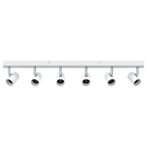 vidaXL Deckenstrahler mit Strahlern Wei&szlig; 73 x 6,5 x 11,5 cm Metall
