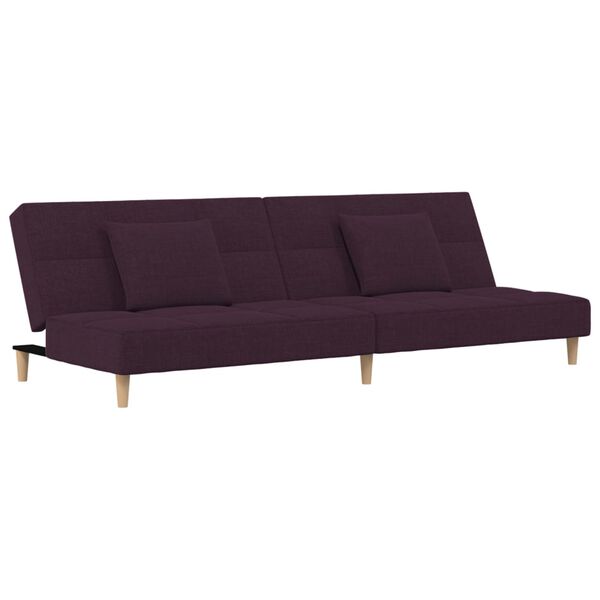 vidaXL Schlafsofa 2-Sitzer mit 2 Kissen & Hocker Lila Stoff