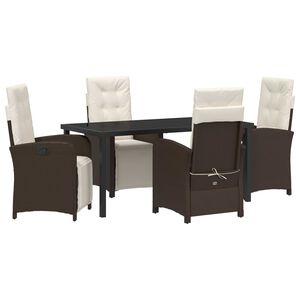 vidaXL Garten Essgruppe mit Kissen 5 pcs Braun Poly-Rattan