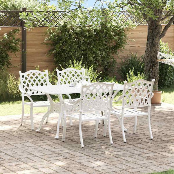 vidaXL Garten Essgruppe 5 pcs Wei&szlig; Aluminium