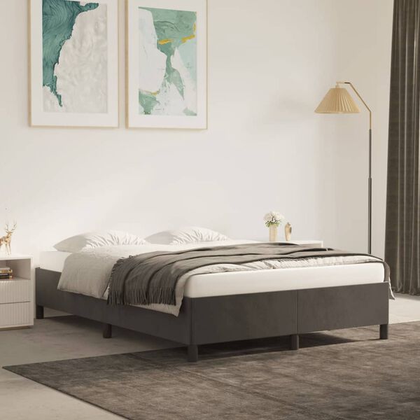 vidaXL Bettgestell ohne Matratze Dunkelgrau 140x200 cm Samt
