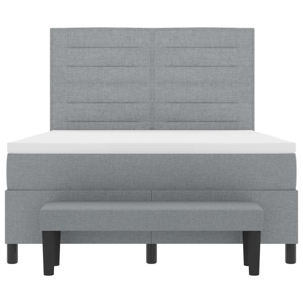 vidaXL Boxspringbett mit Matratze Hellgrau 140 x 190 cm Stoff