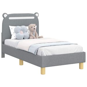 vidaXL Kinderbettgestell mit Kopfteil Hellgrau 70 x 140 cm Stoff
