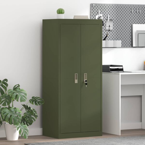 vidaXL Aufbewahrungsschrank Olive Gr&uuml;n 60 x 40 x 140 cm Stahl