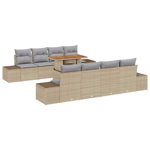 vidaXL Gartensofa-set 9 Stk. Beige Poly-Rattan